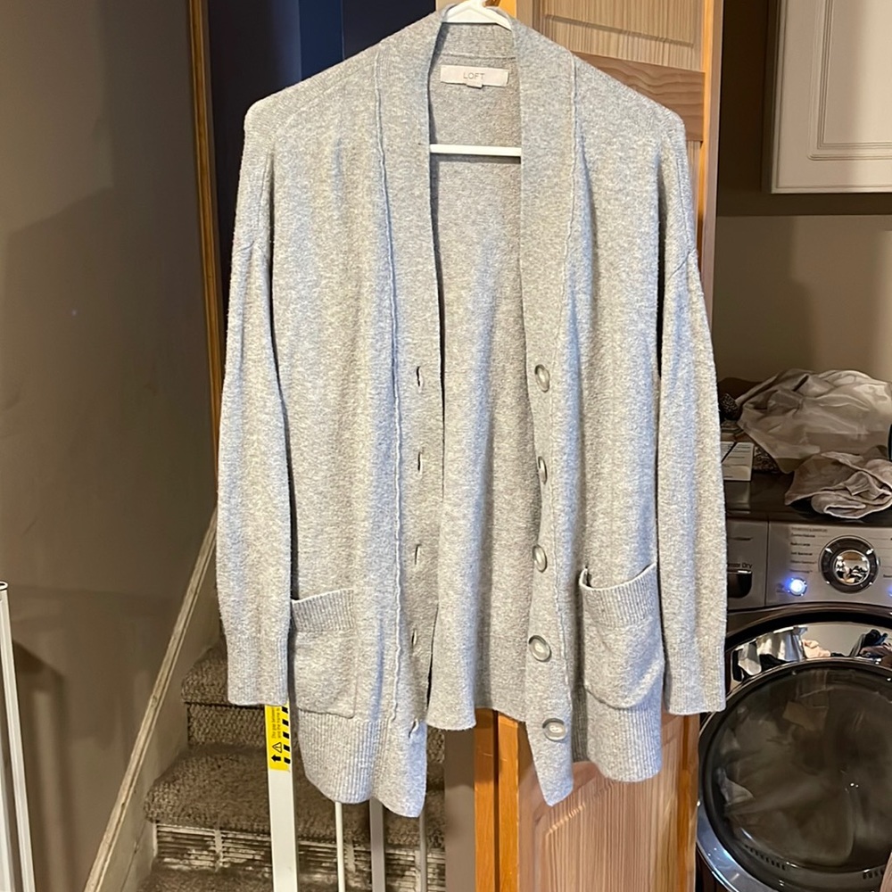Grey cardigan button down sweater
